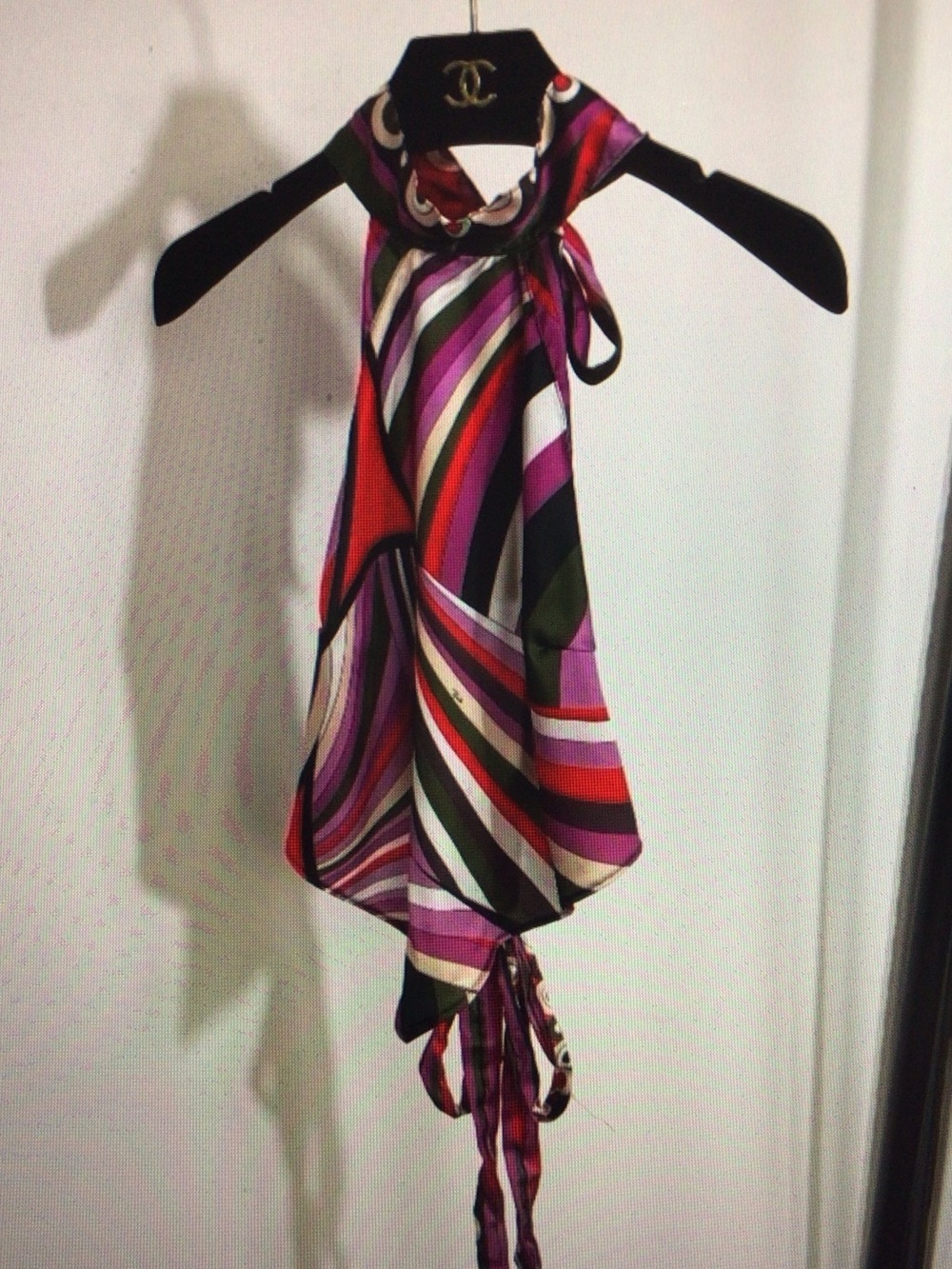 Vibrant Multi-Stripe Halter Scarf Top